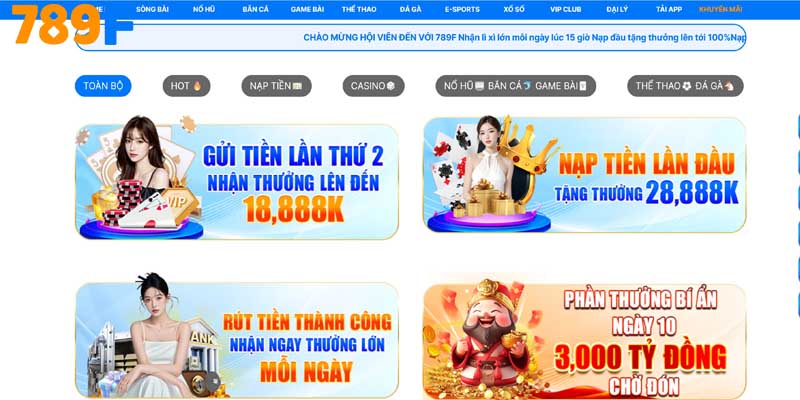 Ưu đãi và khuyến mãi tại nhà cái 789F